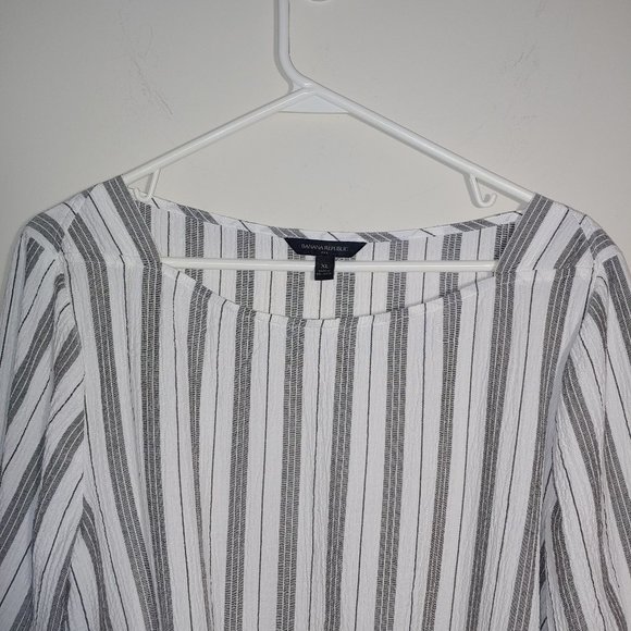 Banana Republic Factory Striped Tie-Front Top Blouse 3/4 Long Sleeve Size XL - Picture 6 of 7